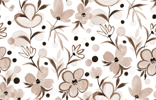 Renkli çiçeklerle renksiz, parlak desenli el çizimi