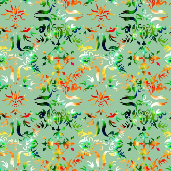 Handgezeichnetes Nahtloses Helles Muster Mit Farbenfrohen Orientalischen Ornamenten — Stockfoto