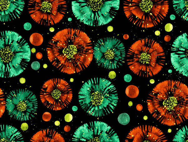 hand drawn seamless colorful bright pattern in diy shibori style