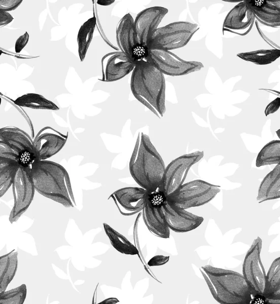 Hand Drawn Seamless Colorful Bright Pattern Colorful Flowers — Stock Photo, Image