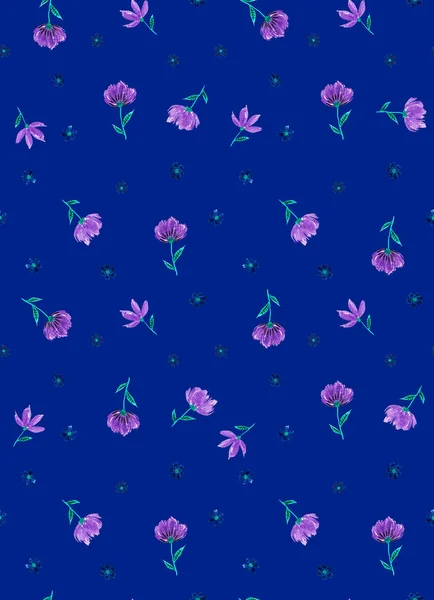 Handgezeichnete Nahtlose Aquarell Bunte Helle Muster Mit Bunten Blumen — Stockfoto