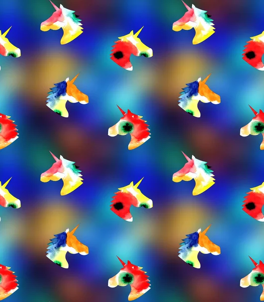 Hand Getekend Naadloze Kleurrijke Heldere Patroon Met Paarden Kleurrijke Bloemen — Stockfoto