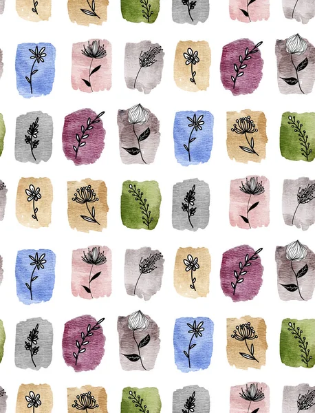 Handmålning Blommor Klistermärken — Stockfoto