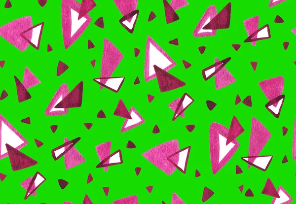 Ручний Намальований Безшовний Барвистий Яскравий Візерунок Розмитими Акварельними Формами Трикутників — стокове фото