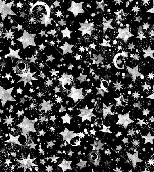 銀河の星とのシームレスなカラフルな明るいパターン — ストック写真