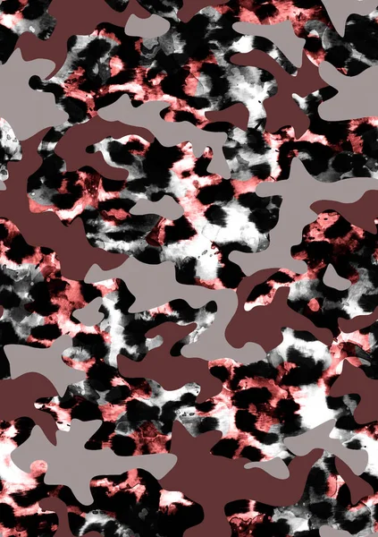 天衣无缝手绘抽象水彩斑斑豹皮图案 — 图库照片