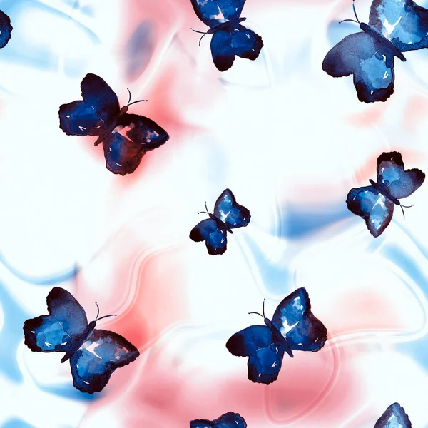 タイ染料蝶とシームレスなカラフルな明るいパターン — ストック写真