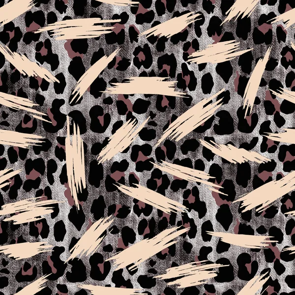 Нарисованный Вручную Яркий Узор Полосками Пятнах Леопарда — стоковое фото