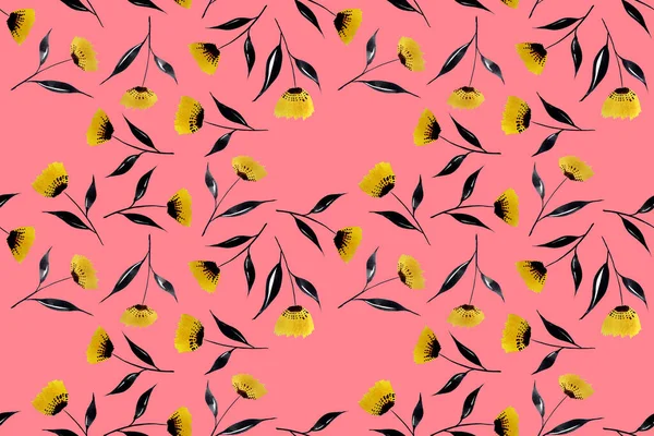 Hand Drawn Seamless Colorful Bright Pattern Colorful Flowers — Stock Photo, Image