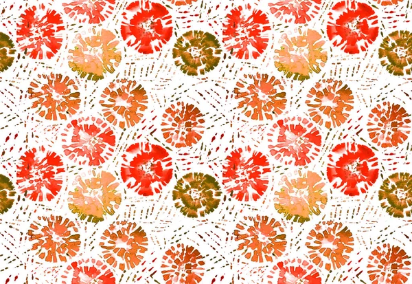 Hand Getekend Naadloze Kleurrijke Heldere Patroon Met Shibori Bloemenprint — Stockfoto