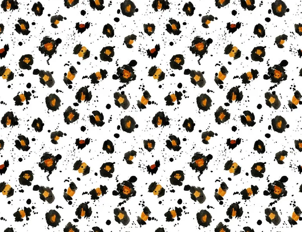 黒と茶色の斑点とシームレスなフェイクヒョウの皮膚パターン — ストック写真