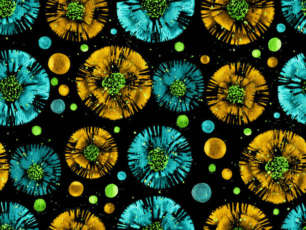 hand drawn seamless colorful bright pattern in diy shibori style