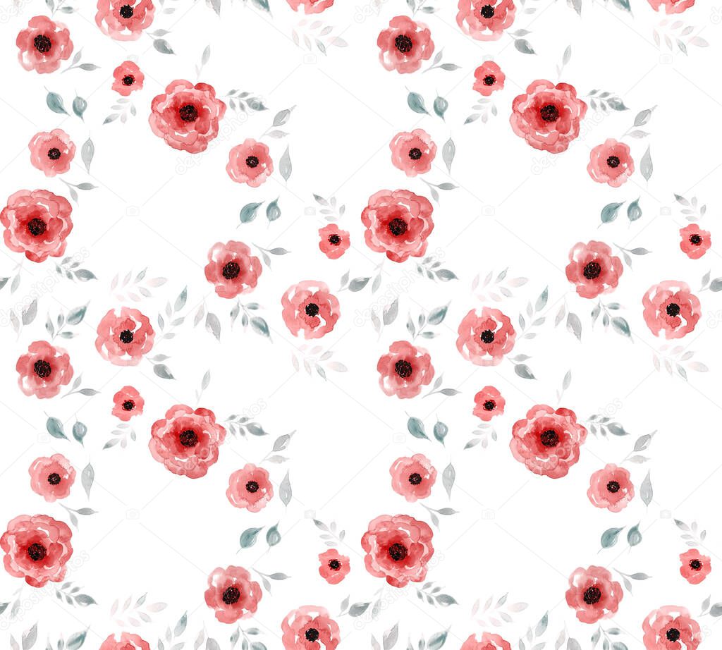 hand drawn seamless colorful bright pattern with colorful flowers 