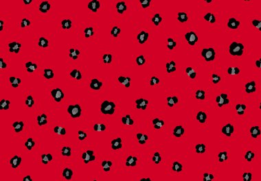 Çiçek şeklinde leopar benekleri olan pürüzsüz parlak desenli el çizimi.