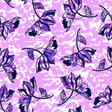 Renkli çiçekler ve leopar lekeleriyle kusursuz desen