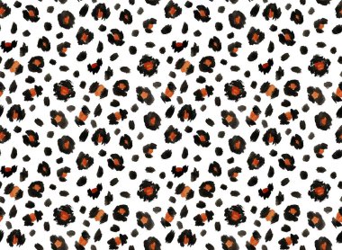 Seamless faux leopard skin pattern with black and brown spots clipart