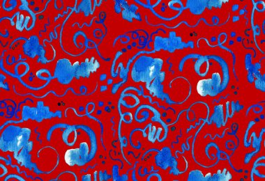 Elleri, bulanık suluboya fırça darbeleriyle renksiz, parlak desenli.