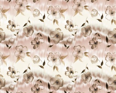 El çizimi kusursuz suluboya rengarenk parlak desenli çiçekler