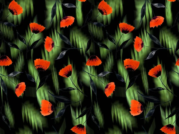 Kártya Kézzel Rajzolt Akvarell Fényes Virágok — Stock Fotó