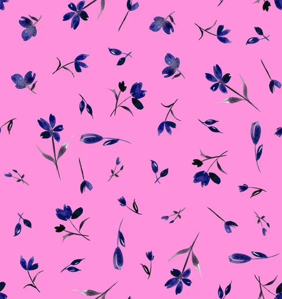 Ręcznie Rysowane Bezszwowe Kolorowy Jasny Wzór Kwiatami — Zdjęcie stockowe