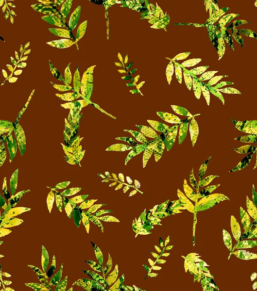손으로 결없는 색깔의 무늬와 잎사귀 — 스톡 사진