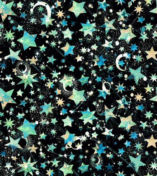 Seamless Colorful Bright Pattern Galaxy Stars — Stock Photo, Image