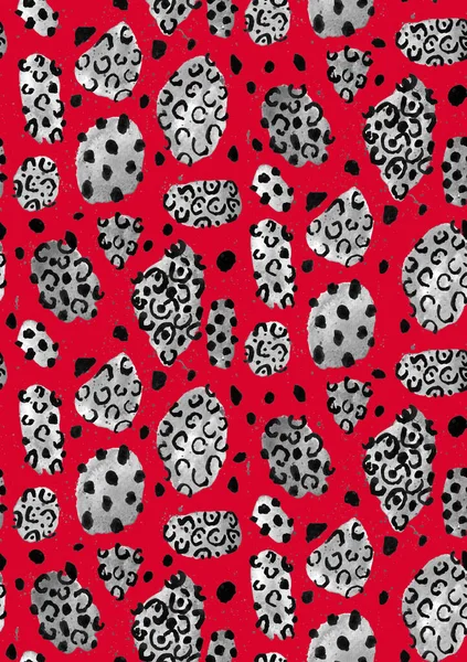 Hand Drawn Seamless Colorful Bright Pattern Leopard Spots — Stock Photo, Image