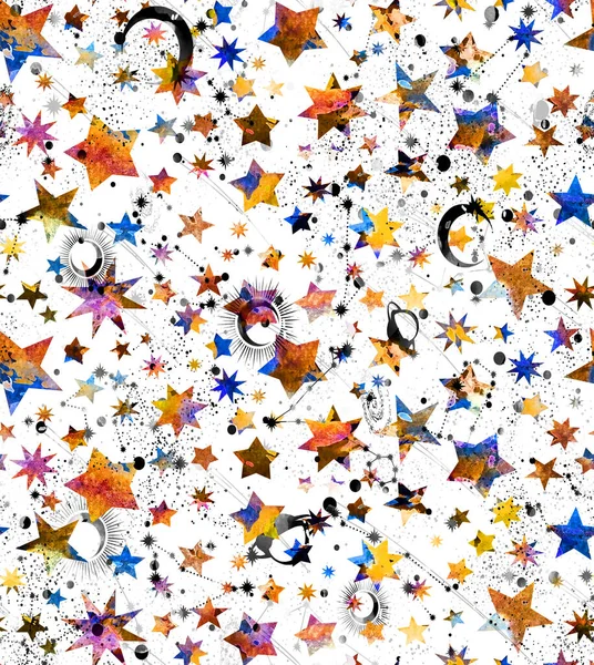 Seamless Colorful Bright Pattern Galaxy Stars — Stock Fotó