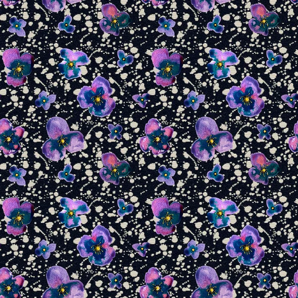 Handgezeichnete Nahtlose Bunte Helle Muster Mit Bunten Blumen Und Punkten — Stockfoto