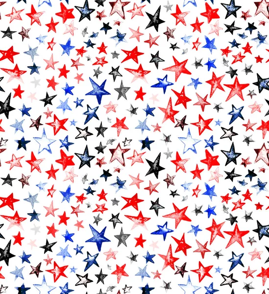 Patrón Brillante Colorido Sin Costuras Con Estrellas Acuarela — Foto de Stock