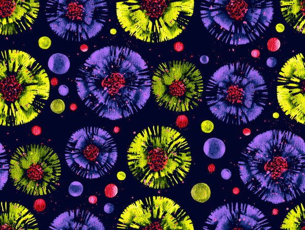 hand drawn seamless colorful bright pattern in diy shibori style