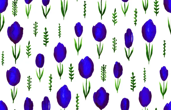 Hand Drawn Seamless Pattern Colorful Tulips — Stock Photo, Image