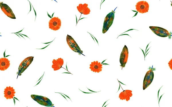 Dibujado Mano Patrón Brillante Colorido Sin Costuras Con Flores Color — Foto de Stock