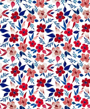 Renkli çiçeklerle renksiz, parlak desenli el çizimi