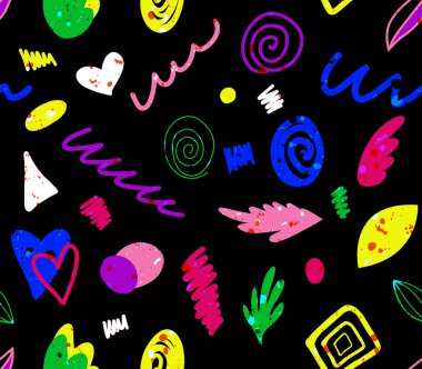 Elleri, bulanık suluboya şekilleriyle renksiz parlak desenler çizmiş.