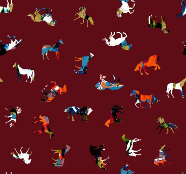 Atlarla kusursuz renksiz parlak desen 