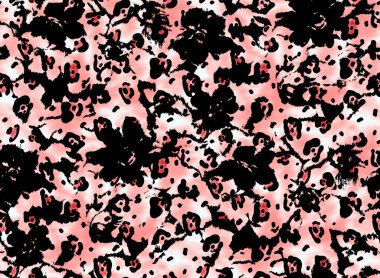 Leopar benekli, renksiz, parlak desenli el çizimi.