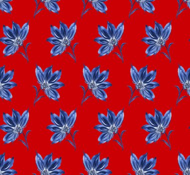 Renkli çiçeklerle renksiz, parlak desenli el çizimi