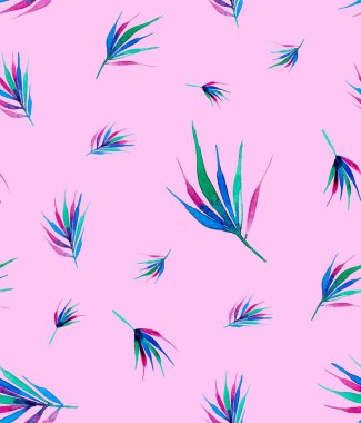 Tropikal yapraklarla renksiz parlak desenler çizilmiş. 