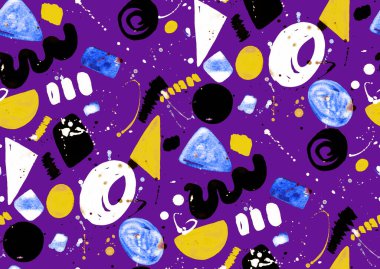 Elleri, bulanık suluboya geometrik şekillerle renksiz parlak desenler çizmiş.