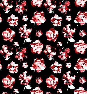 Renkli çiçeklerle renksiz, parlak desenli el çizimi  