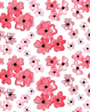 Renkli çiçeklerle renksiz, parlak desenli el çizimi