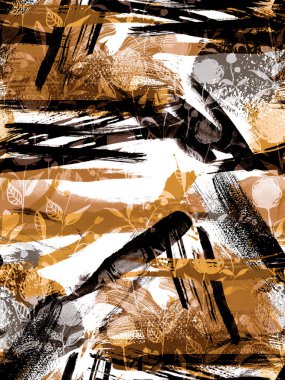 Renkli çiçeklerle renksiz, parlak desenli el çizimi 