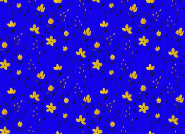 Renkli çiçeklerle renksiz, parlak desenli el çizimi