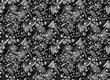 Renkli benekleri olan, renksiz, parlak desenli el çizimi.