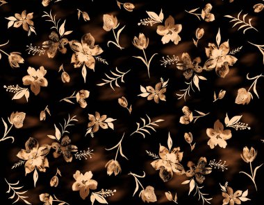 Renkli çiçeklerle renksiz, parlak desenli el çizimi