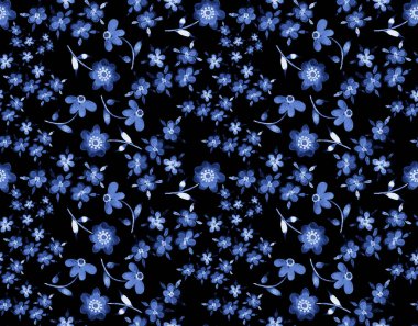 Renkli çiçeklerle renksiz, parlak desenli el çizimi