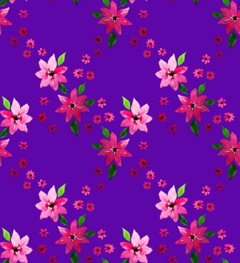 Renkli çiçeklerle renksiz, parlak desenli el çizimi