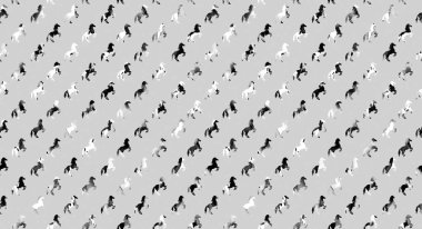 Renkli atlarla renksiz parlak desenli el çizimi. 