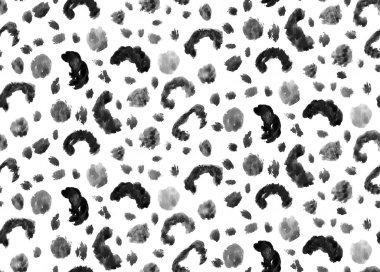 Leopar benekli, renksiz, parlak desenli el çizimi.